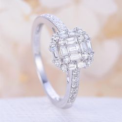 "Wedding/Engagement Square Classical Cubic Silver Ring for Women, VIP194