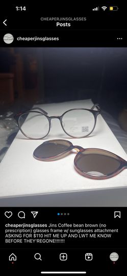 Jins Glasses (nonprescription) Frame With Sunglasses Attachment