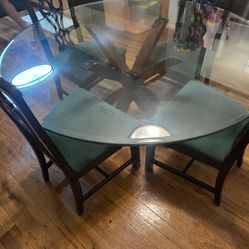 5-Piece Glass Top Dining Set – Black & Green