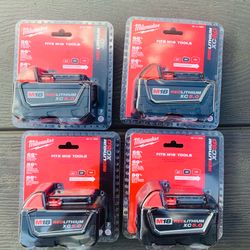 $65 EACH Milwaukee M18 18-Volt 5.0 Ah Lithium-Ion XC Extended Capacity Battery Pack