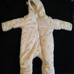 Wonder Nation Baby Snowsuit Winter Bunting Running Foxes Faux Fleece Inside 3-6m