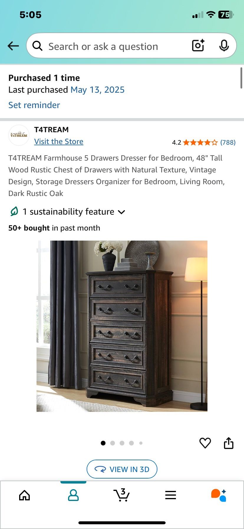 Farmhouse 5 Drawers Dresser for Bedroom, 48" Tall Wood Rustic Chest of Drawers with Natural Texture, Vintage Design, Storage Dressers Organizer for Be