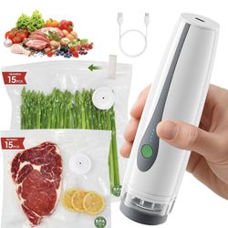 Compact Vacuum Sealer for Food, Handheld Portable Vacuum Sealer Machine for Food Storage, Powerful Seal Meal Saver, 30 Reusable Vacuum Bags, for Kitch