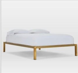 West Elm Box Frame Bed V3 Queen Antique Brass Metal
