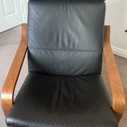 IKEA Poäng Armchair Black Leather