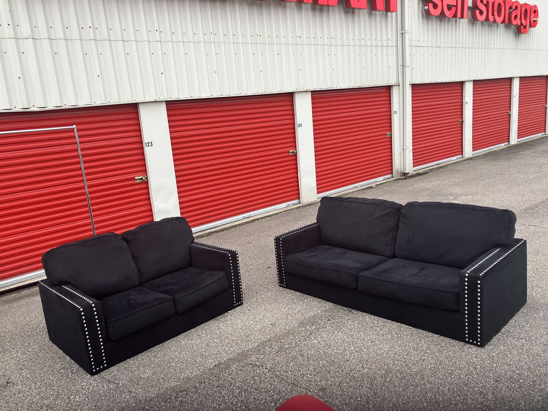 Black Suede Sofa/loveseat