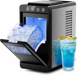 Portable Countertop Ice Maker Machine, 26lbs Ice in 24Hrs, Self-Cleaning Ice Maker with Selectable Ice Size & Internal Light, Compact Design for Home 