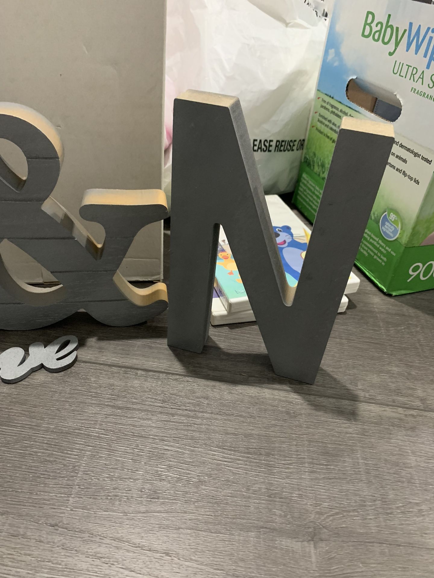 Silver Gray Block Letters C, N, And & And Terrarium 