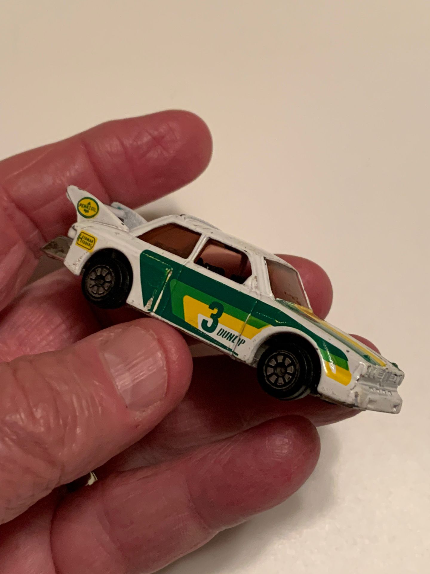 Kenner Toy 3” Metal Die-cast Race Car Dunlop #3 made In Hong Kong