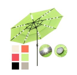 10ft Prelit Umbrella 3-Tiered Patio Umbrella with Lights (Color Options) Home Business Outdoor Patio - Paraguas - Independence Day Sale