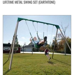 BRAND NEW IN A BOX 9ft LIFETIME SWING SET 2-SWINGS & TRAPEZE BAR PICK UP AT PEARLAND The Lifetime  (often referenced as 290038 or Lifetime Eart