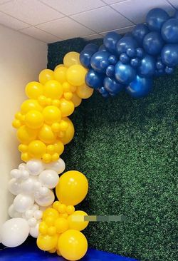16.5Feet Yellow Blue White Balloons Arch Garland Kit for Graduation Party Birthday Party Baby Shower Decorations