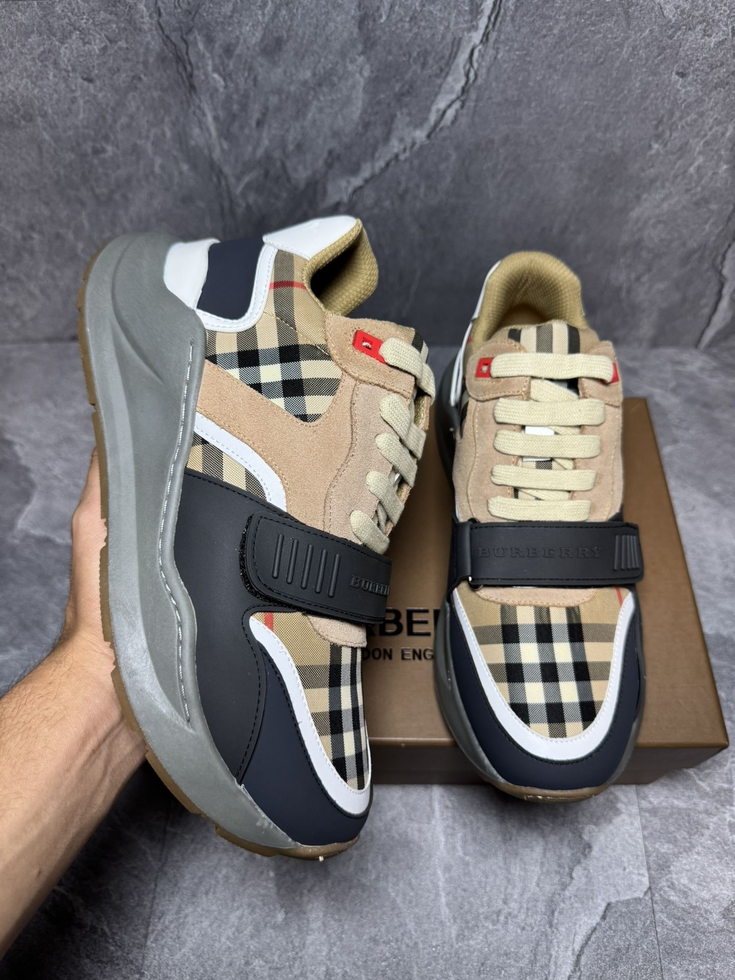 Burberry Ramsey Vintage Check Suede Leather 