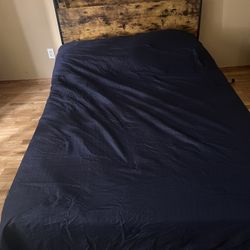 Full Bed Frame, 4 Storage Drawers Under, LED lights, And Power Outlet