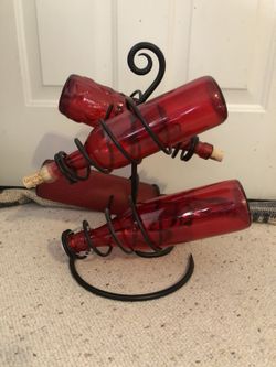 COOL BLACK WROUGHT IRON SPIRAL TWIST WINE RACK HOLDS 4 (BOTTLES NOT INCLUDED)