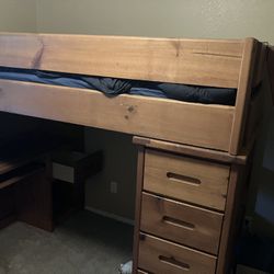 Twin Loft Bed With Bookcase And Desk