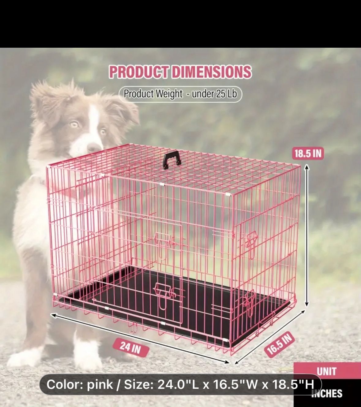 Pink Foldable Metal Dog Crate For Dog