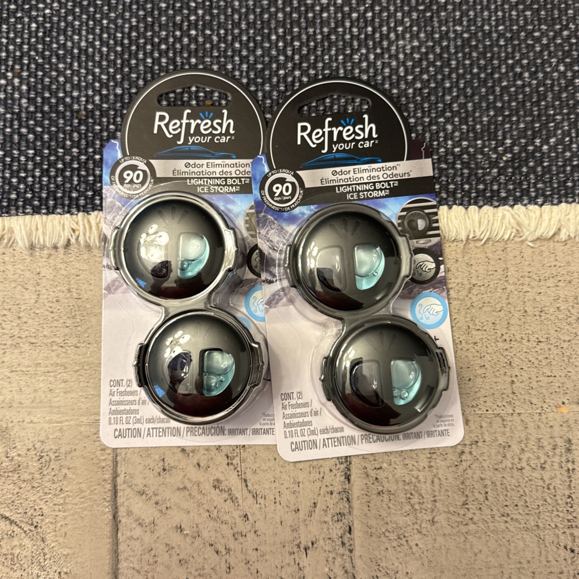 2 - Refresh Your Car Mini Diffuser Air Freshener (Lightning Bolt/Ice Storm Scent, 2 Pack)