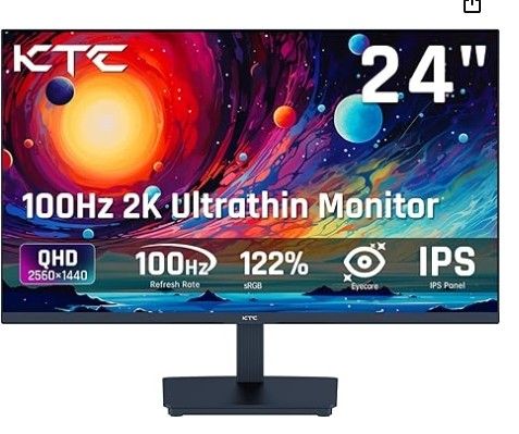24 Inch IPS Computer Monitor H24T27, Gaming and Office Working, QHD, 2K, 100Hz, HDMI2.0/DP/Earphone, Anti-Blue Light Screen, Support FreeSync and GSyn