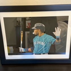 Seattle Mariners Robinson Cano Custom Artwork Framed Print (22/200)