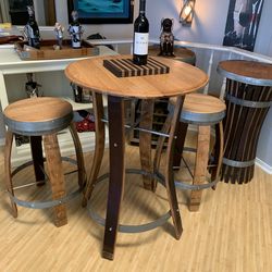 Wine Barrel Furniture..Pub Table,stools and side table