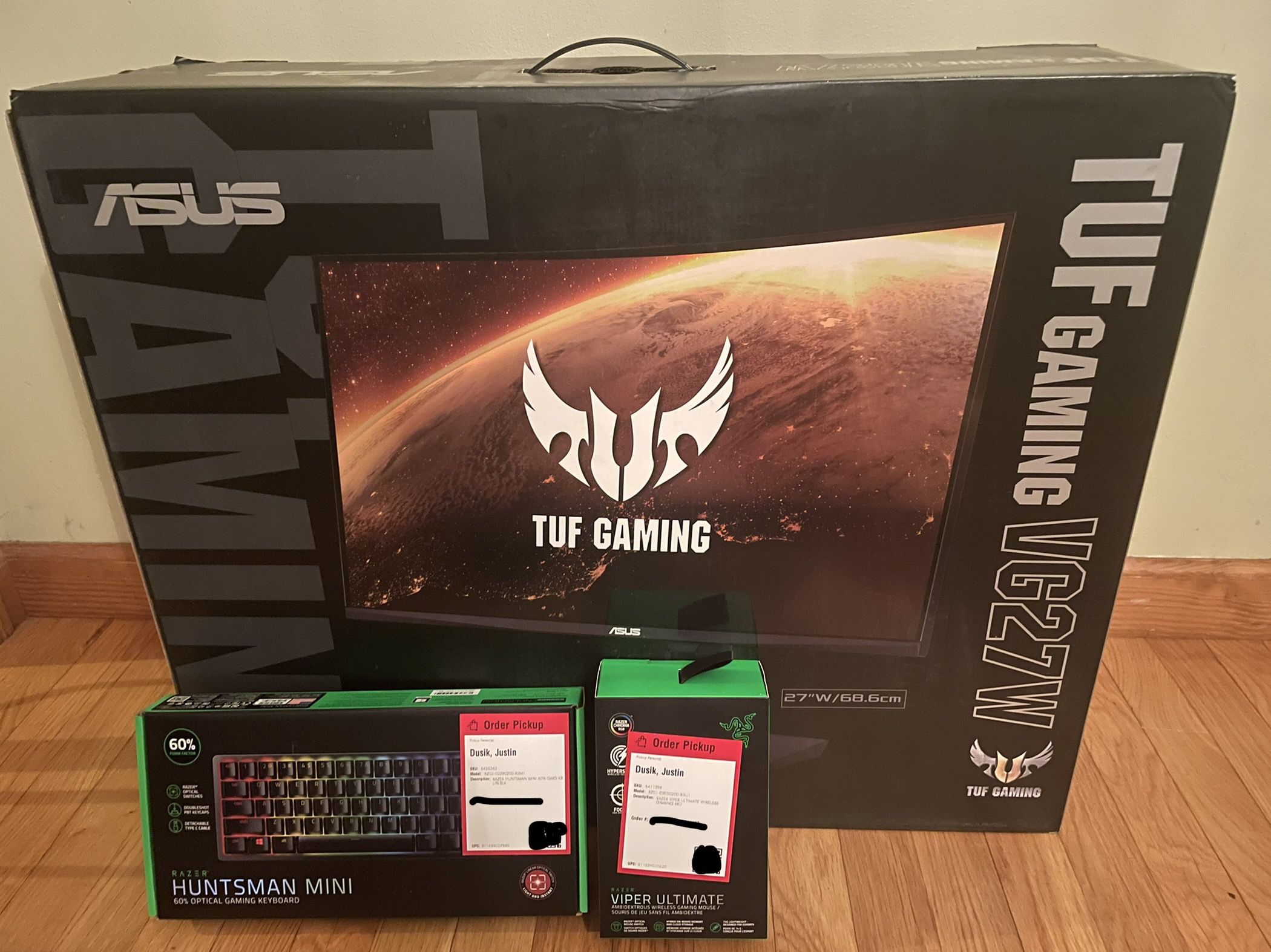 ASUS TUF Gaming Monitor 27" 2560 x 1440 (2K) 1ms 165Hz w/ Razer Keyboard & Mouse