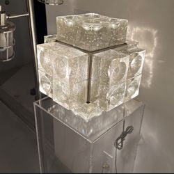 Vintage Art Glass Cube Sculpture Light  By Albano POLI