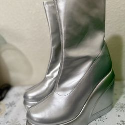 Fashion Nova “The Near Future Booties”- Silver