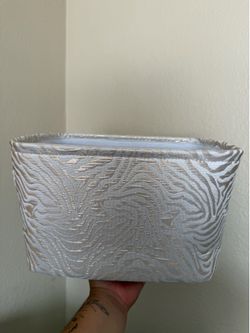 Gold/White Zebra Print Basket