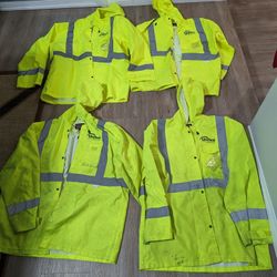 Visibility Enhanced Apparel Reflective Safety Worksite Jacket Waterproof/Rain Mens Size Large 