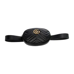 GG Gucci Calfskin Matelasse GG Marmont Belt Bag Black