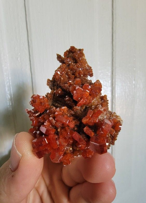 Bright Red Vanadinite Crystals On Matrix - Minerals
