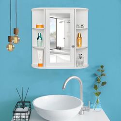Bathroom Medicine Cabinet, White with Mirror, Wall Mounted, NEW
