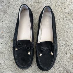 Royal Fashion Loafer Women's Sutton Moc Bow Moccasins Black Suede Size 40