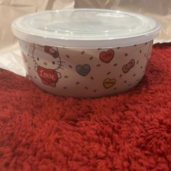 Hello Kitty Ceramic Bowls With Lids Set Of 2