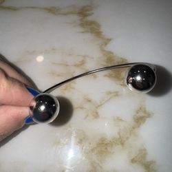 Minimalist Silver-Tone Open Cuff Bracelet with Ball Ends