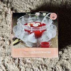 Bali Classica 27 Piece Glass Punch Bowl Salad Set - NEW