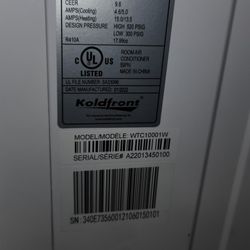 Koldfront WTC10001W 10000BTU AC/HEAT PUMP NEW