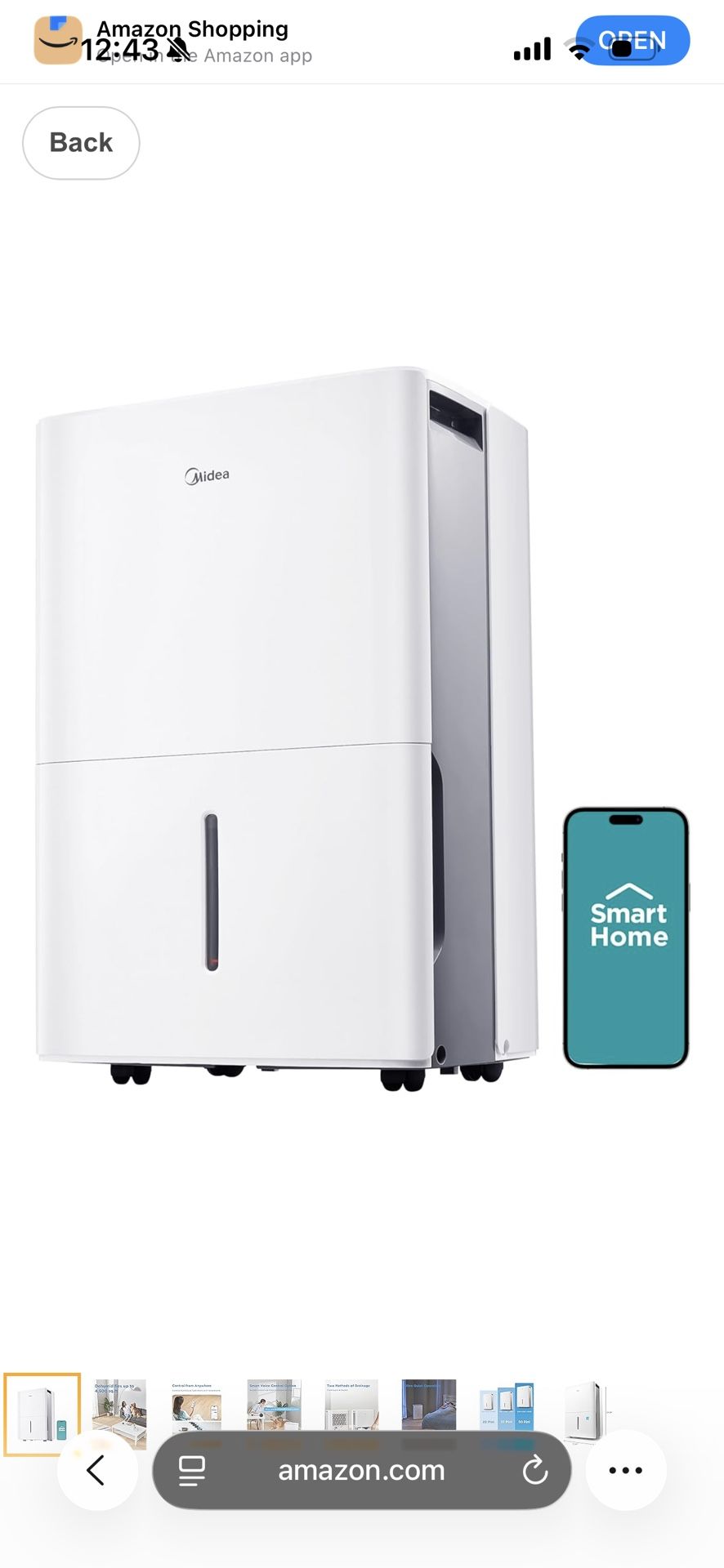 Midea 4,500 Sq. Ft.Dehumidifier for Basement, Energy Star Certified, With Reusable Air Filter 50 Pint - Ideal For Basements, Large & Medium Sized Room