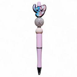 Stitch Disney Beaded Ballpoint Twist Pen Pink Topper