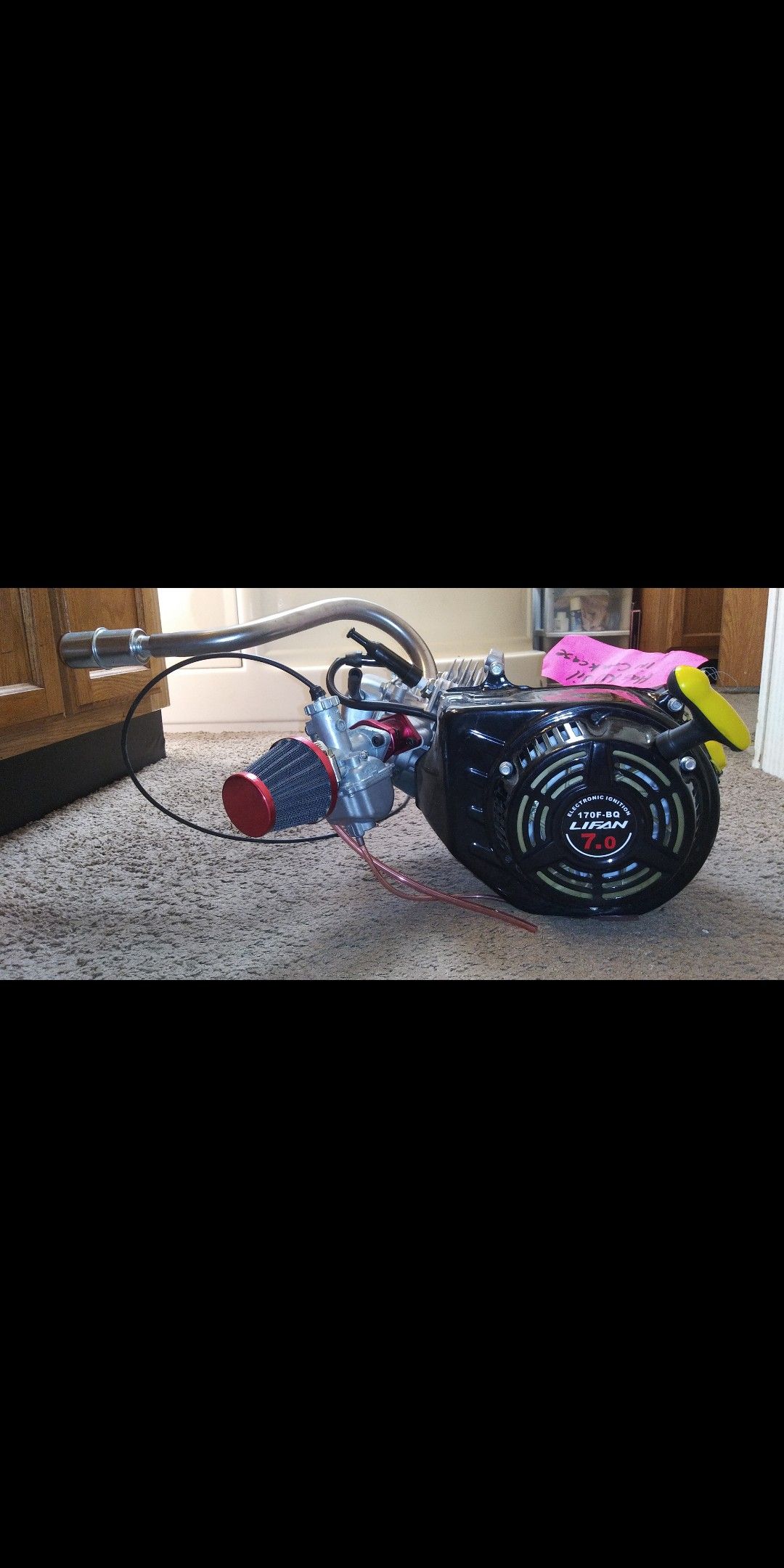 Lifin 212cc 7.1 hp mini bike motor. Brand new never had oil in it! (26mm carb) brand new, brand new muffler also