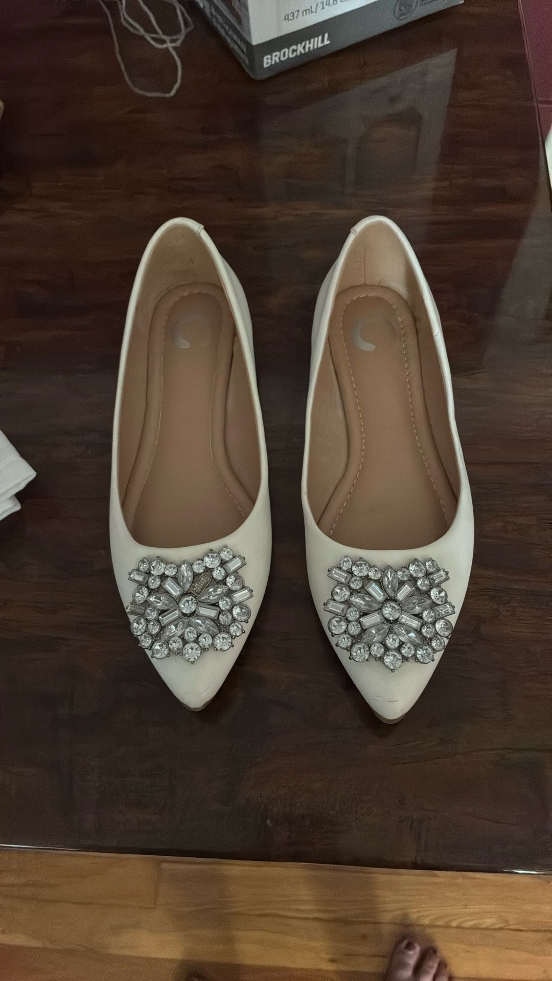 Flats , White With Bling