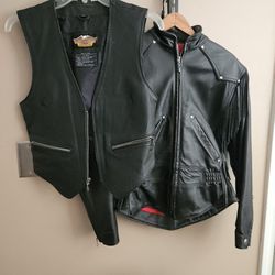 Harley Davidson leather    jacket N   vest-BESTOFFER