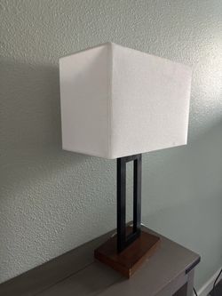 Modern Table Lamp with Wood Base