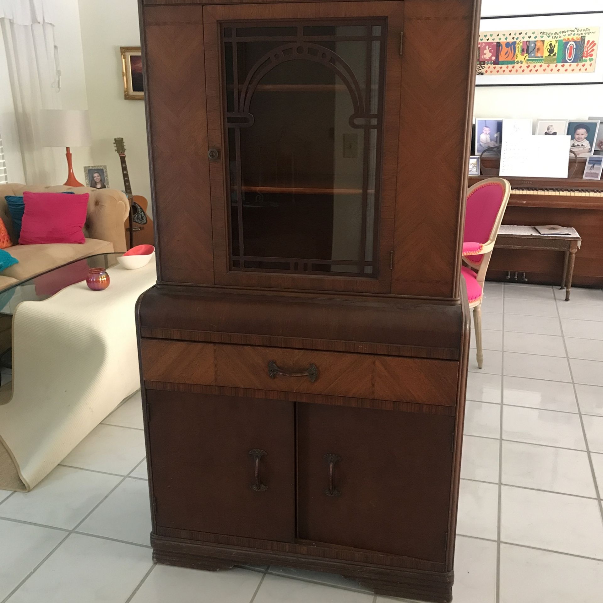 Vintage Art Deco Waterfall Hutch