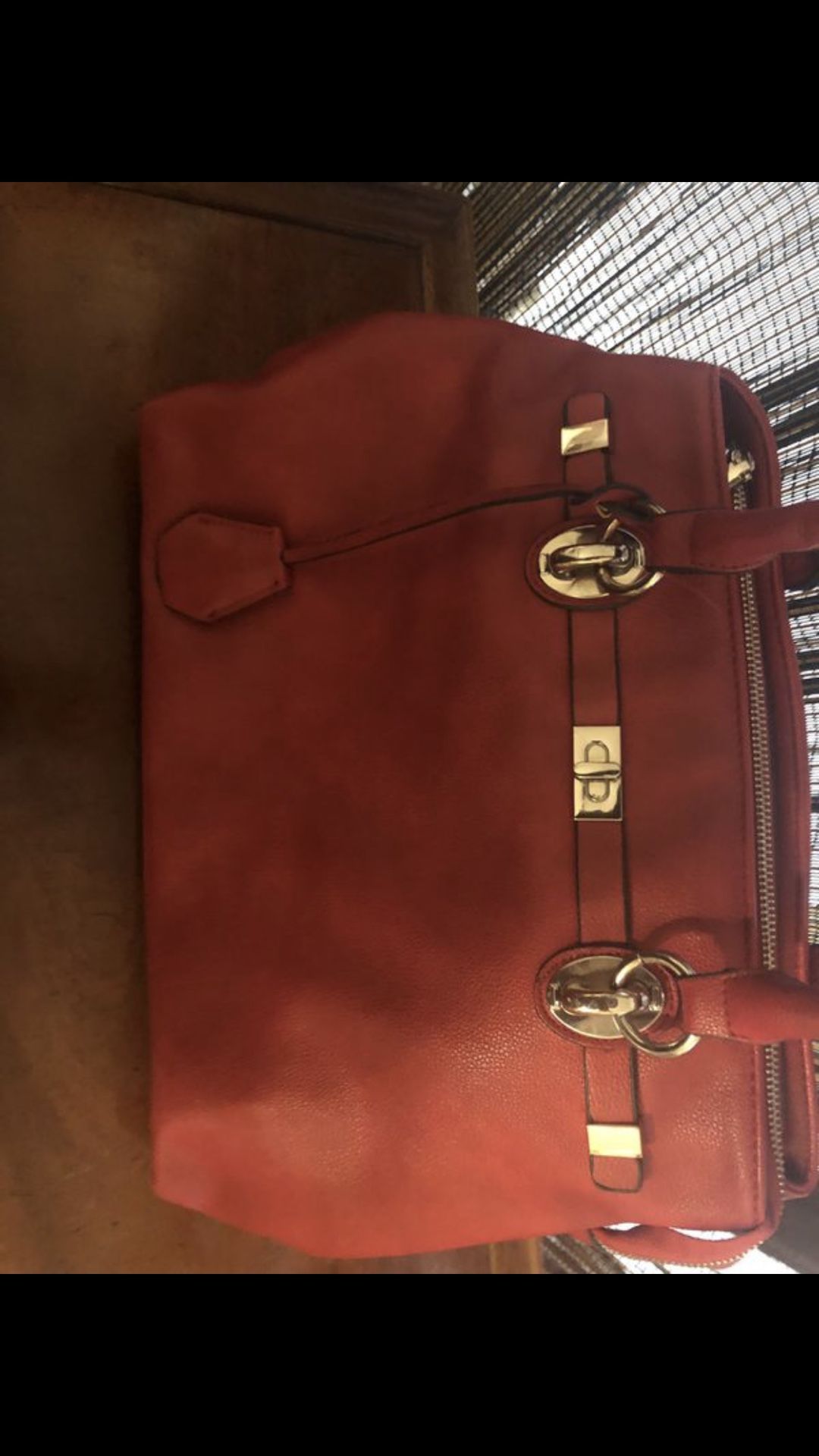 Oversized red handbag