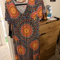 Boho style dress with cap sleeves