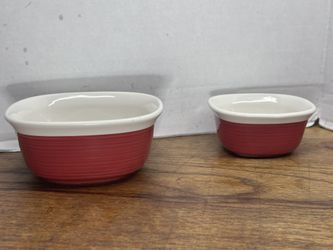Corning Ware Etch Bowls Red and White 7oz - 20oz Cereal Soup Ice Cream Bowl
