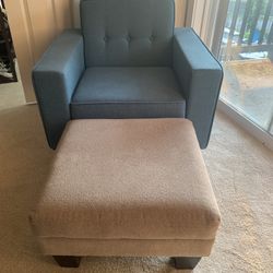 MCM Side Chair With Hassock