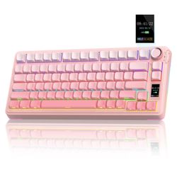 AULA S75 PRO Wireless Mechanical Keyboard with Screen&Knob, Tri-Mode Hot Swappable Gaming Keyboard 75%, Pre-lubed Switches, RGB Backlit, Side Printed 